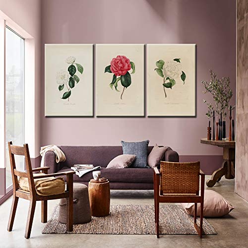 Tableau triptyque camélia pour raviver un mur blanc vide sans travaux