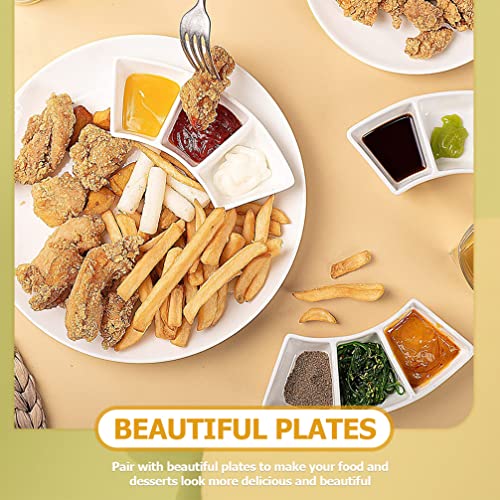 generic 5Pcs Tigelas de Mergulho Cerâmica 3 Molho de Molho de Compartimento de Molho de Molho Pequen