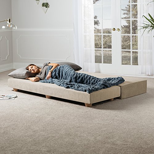 Jaxx Alon Daybed-Fold-Out Sleeper-Queen-Size Mattress Sofa Bed, Ivory…