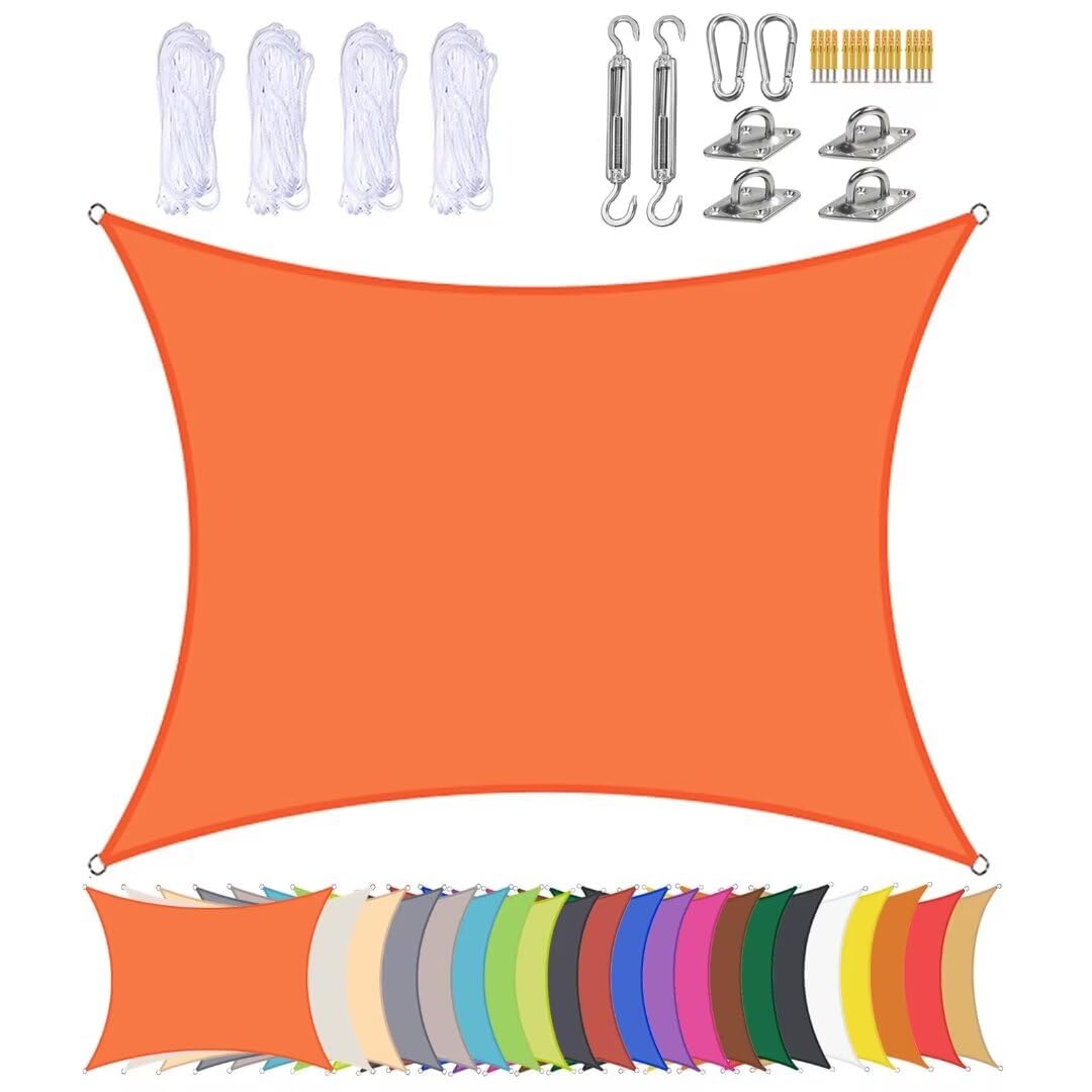 Voile d'ombrage rectangulaire 3x6m imperméable pour extérieur et grand jardin avec oeillets