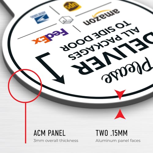 Image of Package Delivery Sign, Delivery Instructions Deliver All Package to Side Door Sign, 7x13 Inches Round Shape, Aluminum Composite Made in USA by Sigo Signs