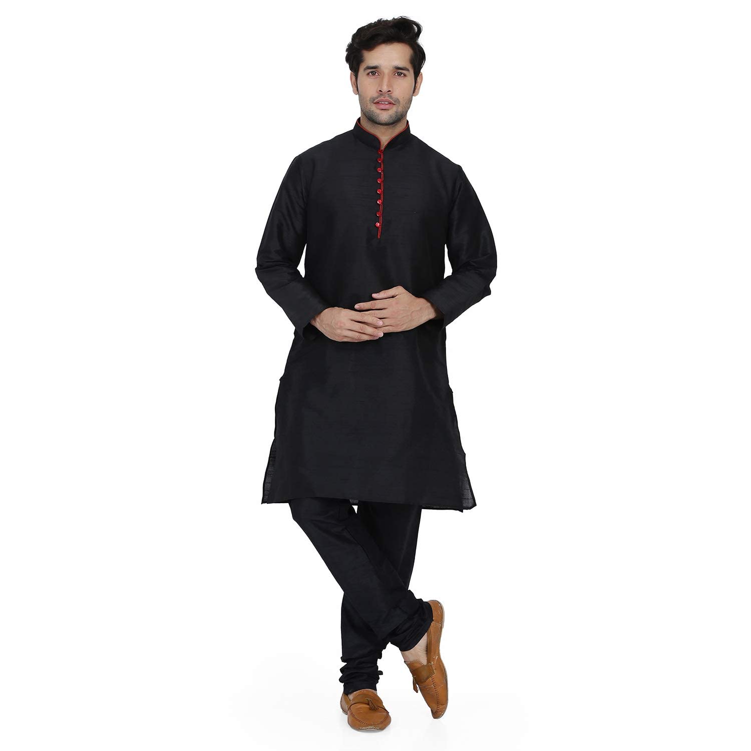 royal kurta Mens Silk Blend Long Kurta (Only Kurta)-picture-6