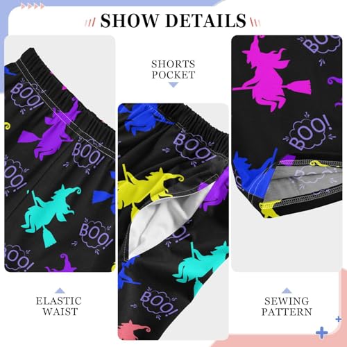 ZZXXB Witch Colorful Print Boys Long Pants Soft Trousers Elastic Waist Kids Lounge Bottoms with Pockets S-XL4