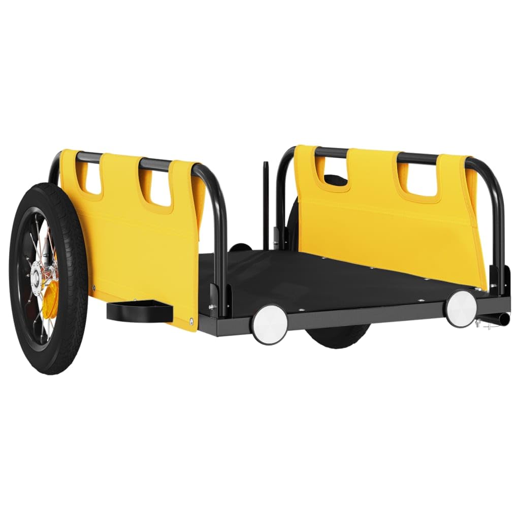 Remorque de vélo orange en tissu Oxford et fer revêtu par pulvérisation, pliable avec embrayage, sécurité et protection pour le transport de bagages, enfant, chien, idéale pour la ville, les