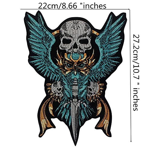 EMDOMO Stickerei-Applikation, Totenkopf-Aufnäher, zum Aufbügeln auf Motorrad, Biker, Jacke, Rücken