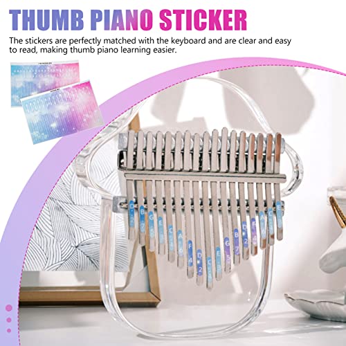Vaguelly 2 Pcs Kalimba Thumb Piano Nota Kalimba Escala Adesivo 17 Chaves/ 21 Chaves Dedo Instrumento