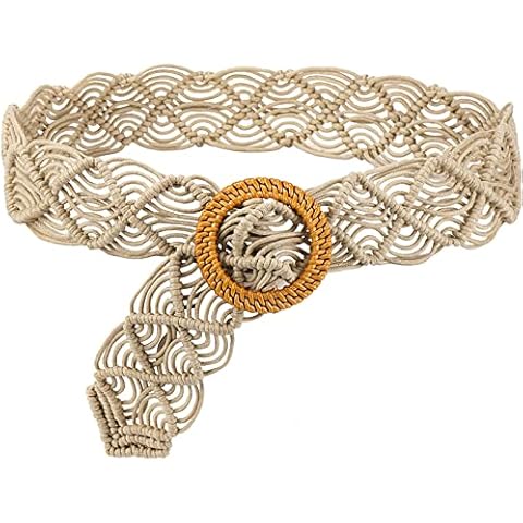 Suyi Boho Belt for Women Braided Woven Belts Bohemian Waist Belts for Dress Beige Cover