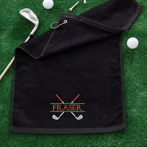 Personalization Universe Golf Towel with Crossed Clubs Embroidery, Custom Golf Towel with Name Option, Cotton Velour Golf Towel Gift for Men, Women and Golf Towels for Golf Bags - Thumbnail 3