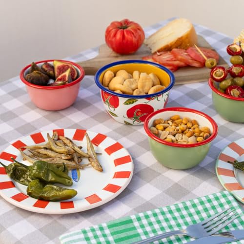 Talking Tables Bon Appetit Handgefertigtes Emaille-Teller mit Fisch-Design langlebig leicht perfekt für Outdoor-Dining Picknick Camping und Strand stilvolles Sommergeschirr spülmaschinenfest 20 cm