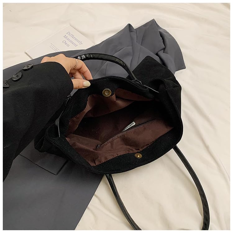 Image of Suede Tote Bag for Women, Suede Satchels Bag Vintage Top Handle Handbag Faux Suede Bag Shoulder Purse Tote Handbags Hobo Bag