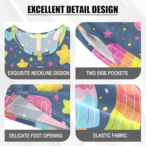 ALAZA Star Dot Ice Cream Pajamas Short Sleeve 2 Piece Sleepwear Top and Bottom Pajama Set Unisex4