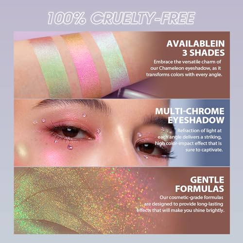 3 Pcs Liquid Chameleon Eyeshadow Makeup Set,Metallic Changing Long-lasting Holographic Glitter Multichrome Eyeshadows (#B) - Image 4