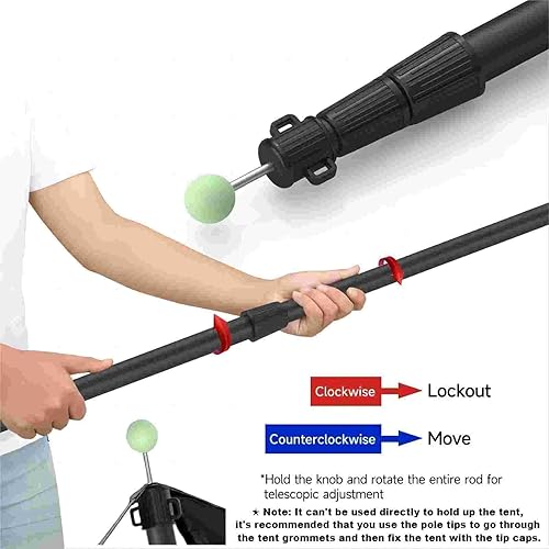 Miniatura 5 de SANLIKE Bastones de lona telescópicos para tienda, postes de aluminio de 96 pulgadas, poste extensible para toldo, refugio, camping, senderismo,