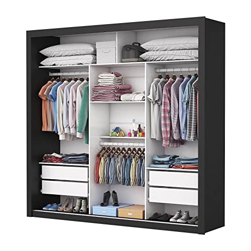 Guarda Roupa Casal 4 Espelhos 3 Portas de Correr 4 Gavetas Max Premium Espresso Móveis