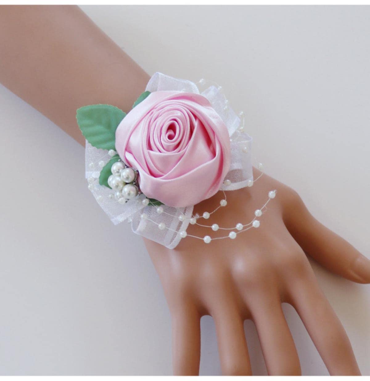 EEfpxwtz Prom corsage wrist flower， Artifici Flowers Wrist Corsage Brsmaid Wedding Groomsmen Boutonniere Multicolor(Pink)