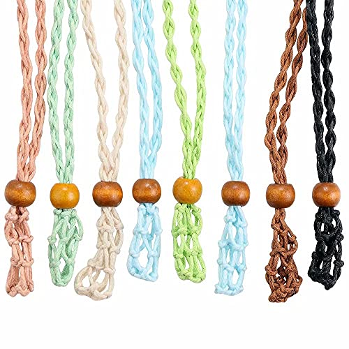 YEYULIN 7 Pieces Necklace Cord Empty Stone Holder Pendant Stone Holder Adjustable Necklace Holder Pendant Cord Necklace cage for Crystals DIY Jewelry Necklace Making Gifts