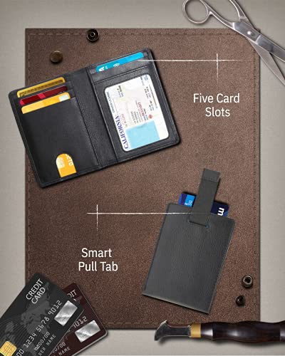 Access Denied REAL LEATHER Slim Wallets For Men - Minimalist Card Holder Bifold Mens Wallet Front Pocket RFID Blocking Thin Travel3