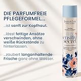 Jean & Len Trockenshampoo my sensitive secret, für sensible Kopfhaut, mit Baumwoll-Extrakt & Panthenol, hilft bei fettigen Haaransätzen, keine weißen Rückstände, Parfumfrei, 200 ml