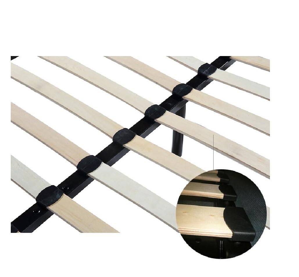 Sommier 140x190 avec Pieds avec Lattes Bois et Structure Metal