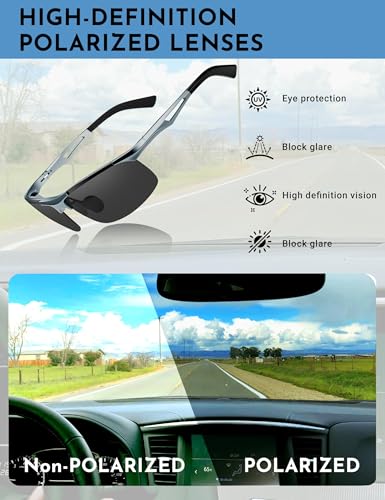Image of BIRCEN Polarized Anti-Glare Sunglasses for Men: Lightweight Metal Wrap around Sun Glasses UV Protection for Driving Fishing