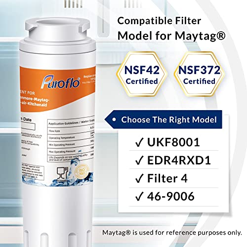 Puroflo Ukf8001 Compatible With Whirlpool Edr4Rxd1, 4396395, Maytag Ukf8001, Ukf8001Axx, Everydrop Refrigerator Water Filter 4, Rfc0900A, Ukf8001Axx-200, Ukf8001P, 469006, Pur, Puriclean Ii, Pack Of 3 #TOP2