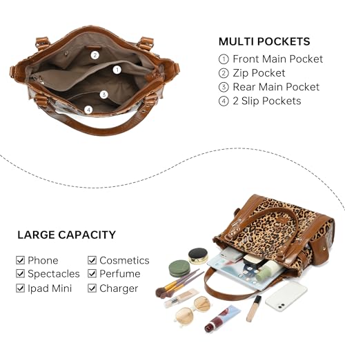 Bolso Tote de cuero para mujer con múltiples bolsillos miniatura 4