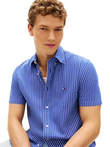 Image of Tommy Hilfiger Men's Short Sleeve Poplin Shirts in Regular Fit, Men's Button Down Shirts