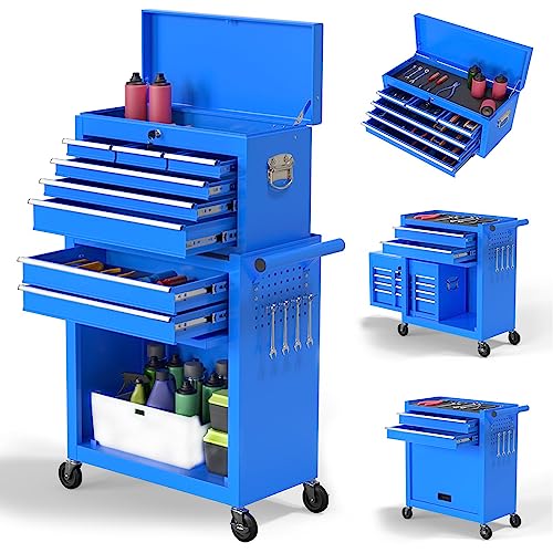Yaciente 8-Drawer High Capacity Rolling Tool Chest, Tool Box With Drawers And Wheels, Toolbox On Wheels With Cabinet(Blue) #TOP2