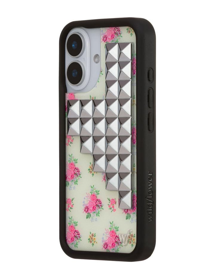 Image of Wildflower Cases - iPhone 16 Compatible - Stud Collection - Vintage Floral | Impact-Certified 6.5 ft Drop Protection Case, Raised Protective Bumper, Cute Aesthetic Design, Women-Owned Small Business