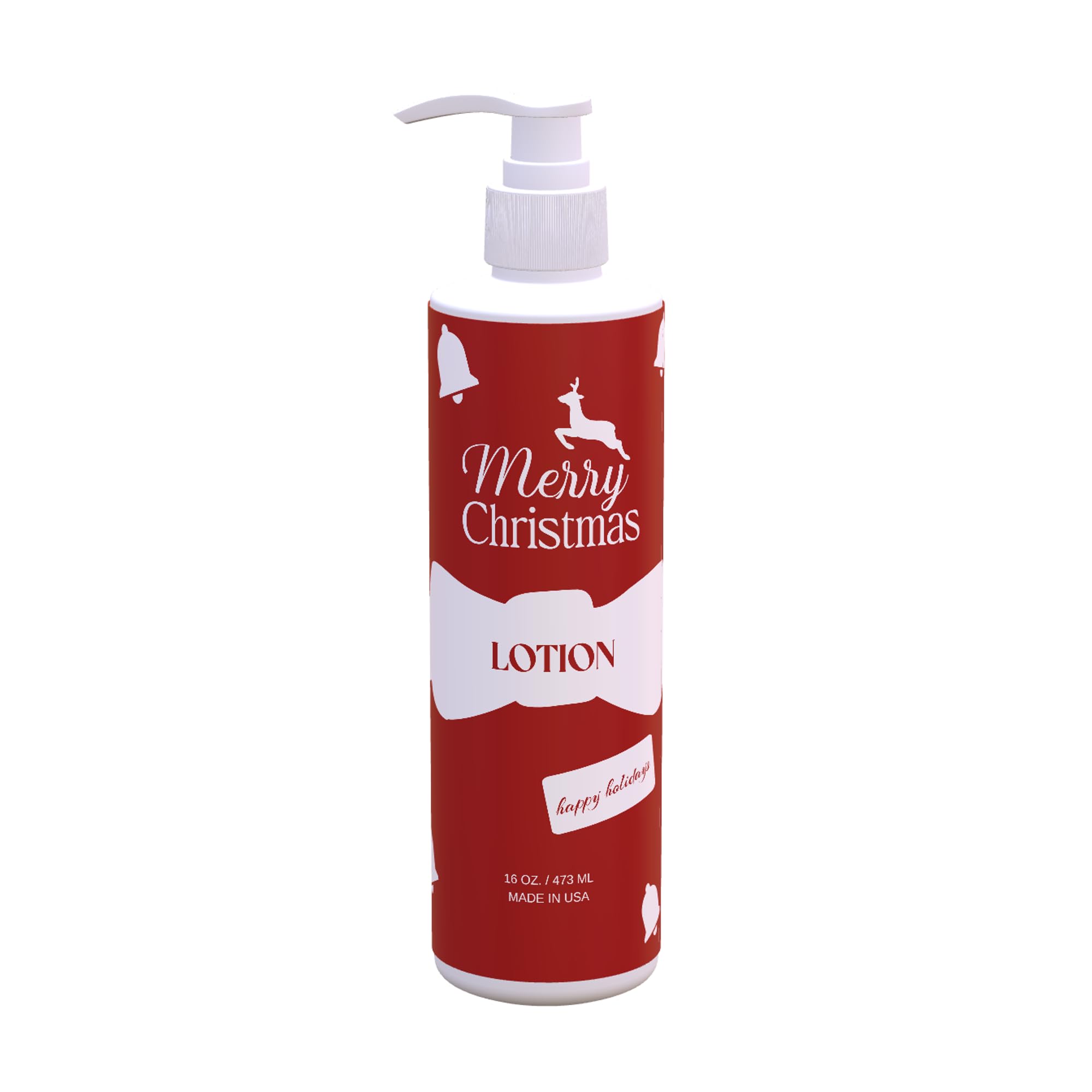 Christmas Hand Body Lotion Ribbon Bell Design Fresh Green Tea Lemon Scent 12 Pack 16 oz Pump Bottles