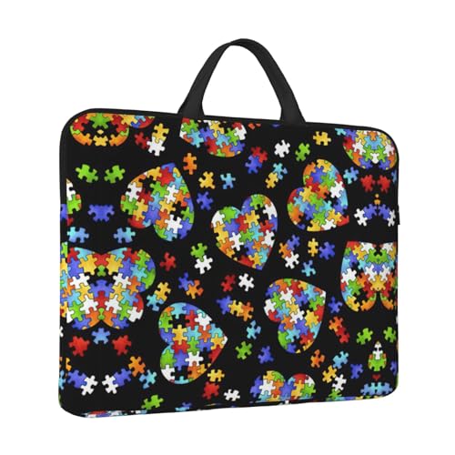 Autism Awareness Puzzle Pieces Heart print Durable Travel Laptop Bag HandBag Shockproof Carrying Bag Briefcase for 14inch Laptop Notebook2