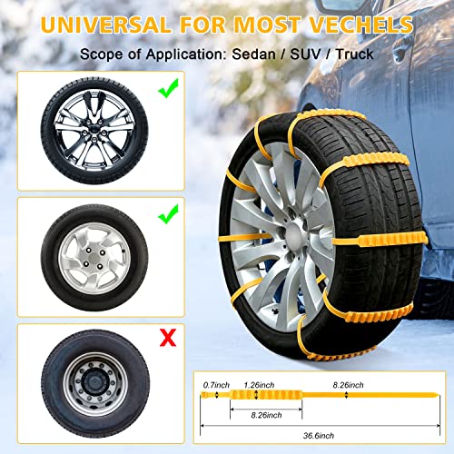 24Pcs Emergency Anti Skid Car Tire Chains Non-Slip Snow Chains Cable Tie Mud Survival Security Multi Function Snow Universal Cable Belts Traction Tyres For Truck Suv Winter Driving, 0.6 X 36.6 Inches #TOP3