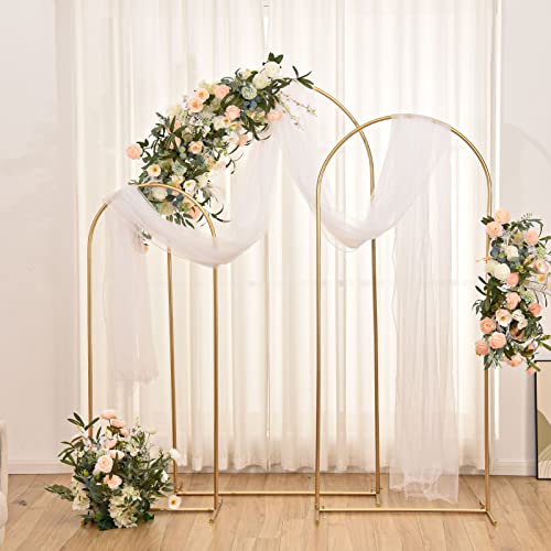 Vincidern Metal Wedding Arch Backdrop Stand Set Of 3 Gold Wedding Arbor Backdrop Stand For Birthday Party Ceremony Anniversary Celebration Graduation Decoration Door Arch Frame (6.6Ft,5.9Ft,4.9Ft) #TOP6