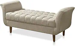 Recamier Estofado Para Sala de Estar 150cm Grécia Suede Bege - DL DECOR