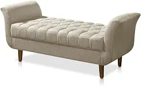 Recamier Estofado Para Sala de Estar 150cm Grécia Suede Bege - DL DECOR