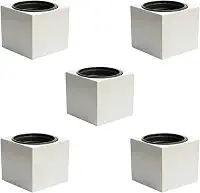 Kit 5 Vasos Autoirrigáveis Liso Minimalista Cor Preto Creme Rosa Salmão Creme Planta Hortaliça Decoração (Cinza Claro)