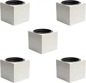 Kit 5 Vasos Autoirrigáveis Liso Minimalista Cor Preto Creme Rosa Salmão Creme Planta Hortaliça Decoração (Cinza Claro)