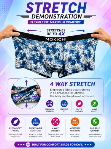 Image of Men's Boxer Briefs for Men, Stretchable Trunks Underwear, Soft Comfortable Fit, Breathable Mid-Rise Boxer Shorts, Assorted Solid & Printed Designs, Pack of 5