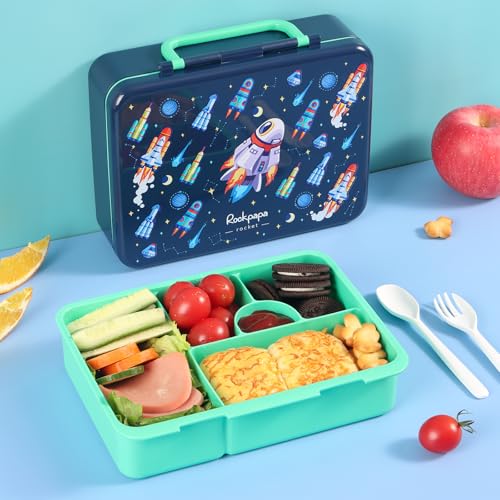 Image of rockpapa 5.5 Cups Bento Lunch Box for Kids, 5-Compartment, Rocket