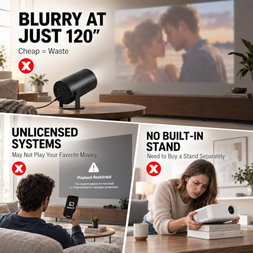 【Officially Netflix & YouTube Built in】Smart Mini Projector with WiFi and Bluetooth, VOPLLS Native 1080P Auto Focus & Keystone Ultra-Thin Portable Movie Projector with 360° Stand for Bedroom/Outdoor - image 2