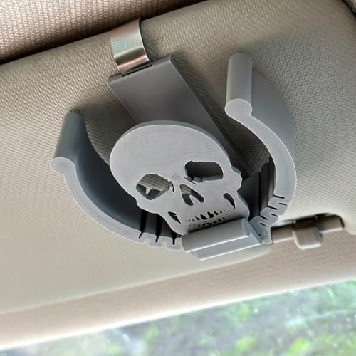 Image of Car Visor Clip Holder for ZYN,Suitable for cans of 2.75 inch*0.78 inch,Universal high-Temperature Resistant Sun Visor Accessories for Bag cansInterior Car Accessories for Organization (Gray Skull)