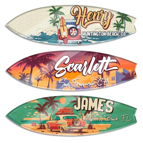 Imán decorativo acrílico con forma tabla de surf personalizado