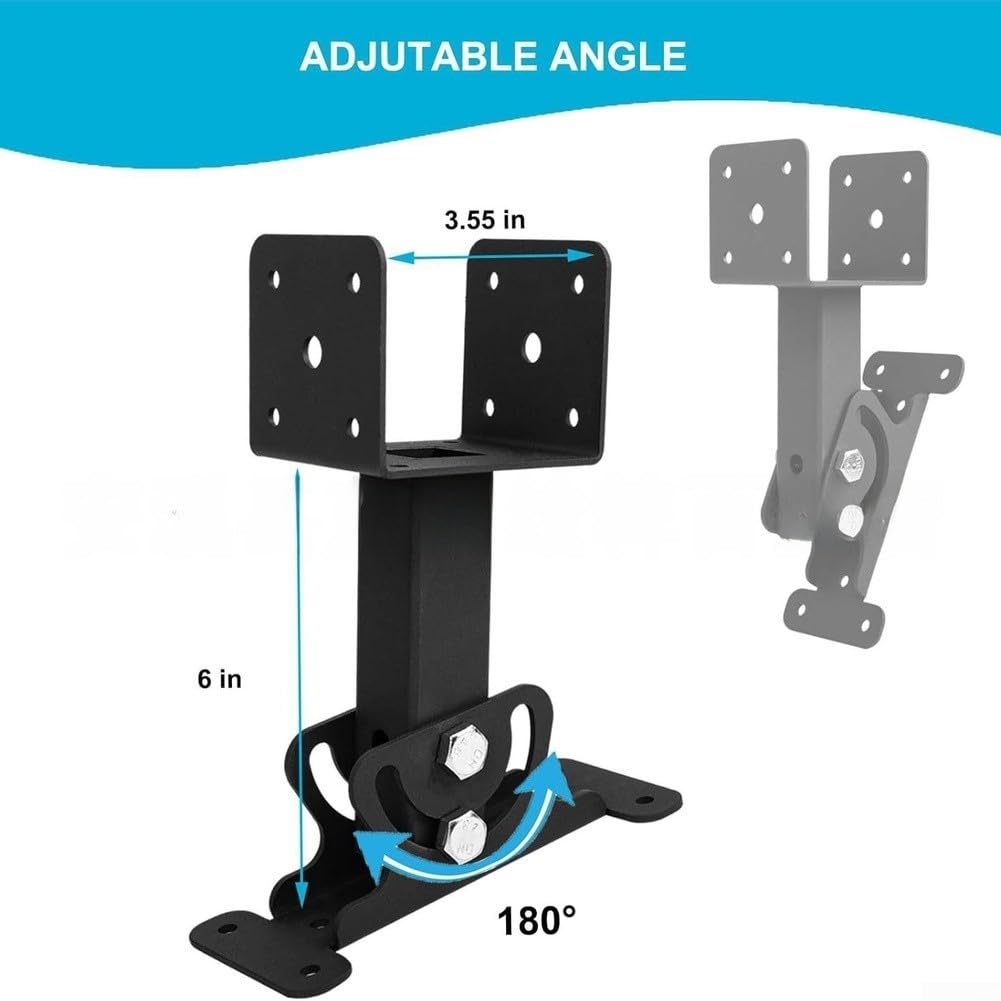 Supporto da tetto regolabile in ferro 12 cm nero (4 pezzi) | Angolo di 180 gradi, design girevole, regolazione flessibile, diverse strutture del tetto, base stabile