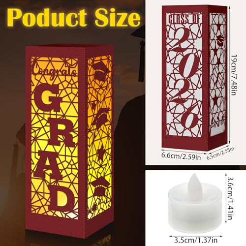 Image of Rossesay 6 Pcs Graduation Table Centerpieces Boxes Class of 2026 Graduation Lanterns for Centerpieces with LED Candles Congrats Grad School College Photo Props for Party Table Decoration (Chestnut)