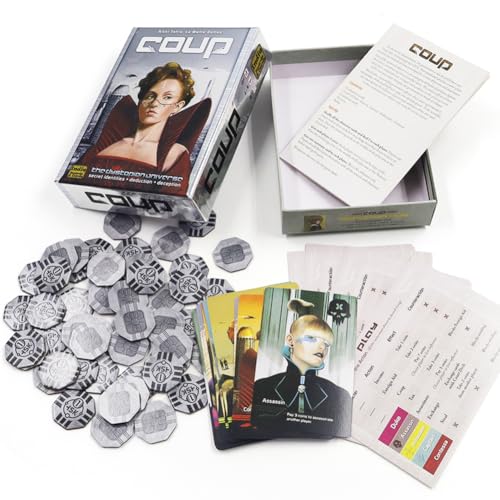 FCXVXCL Coup Card Game Fun Bluffing Party Game for 2-6 Players 15 Minute Playing Time for Kids and Adults Ages 14+