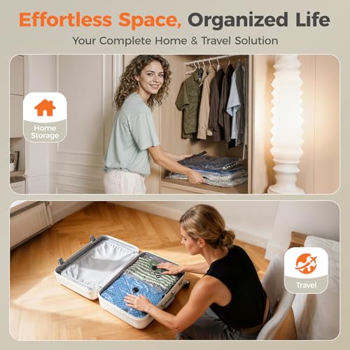 Image of Nicetree 17-Pack Vacuum Storage Bags for Travel with Rechargeable Pump | Compression Bags for Suitcases, Carry-On Luggage & Clothing Storage, Space Saver Bags in 3 Sizes