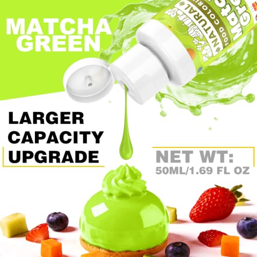 Image of Matcha Green Natural Food Coloring - 50ml Plant Based Food Dye, No FD&C & Artificial Dyes, Gluten-Free, Food-Grade, Vibrant Liquid Colors for Icing, Baking, Cake Decorating, Frosting, Fondant, Slime - 1.69 Fl.Oz Bottles