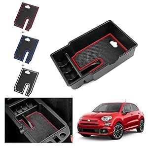 GAFAT Kompatibel mit FIAT 500X 2015-2022 Mittelkonsole Aufbewahrungsbox, 500X Armlehne Organizer Tray Mittelarmlehne Handschuhfach (Rot)