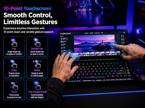 Image of 12.8 inch Portable Monitor Touchscreen with Mechanical Keyboard Stretched Bar Screen Extender RGB Backlit Hot-Swap USB-A Type-C Monitor for Laptop Desktop Mini PC MacBook (Driver Need)
