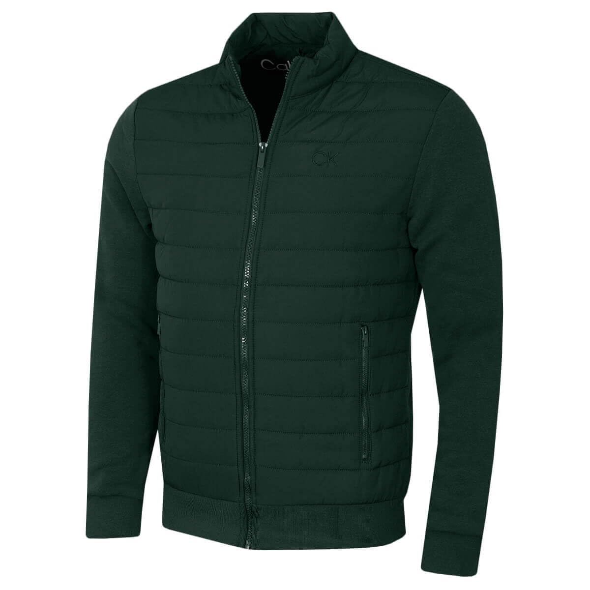 Calvin Klein Mens Hybrid Quilted Fleece Jacket - Evergreen - L